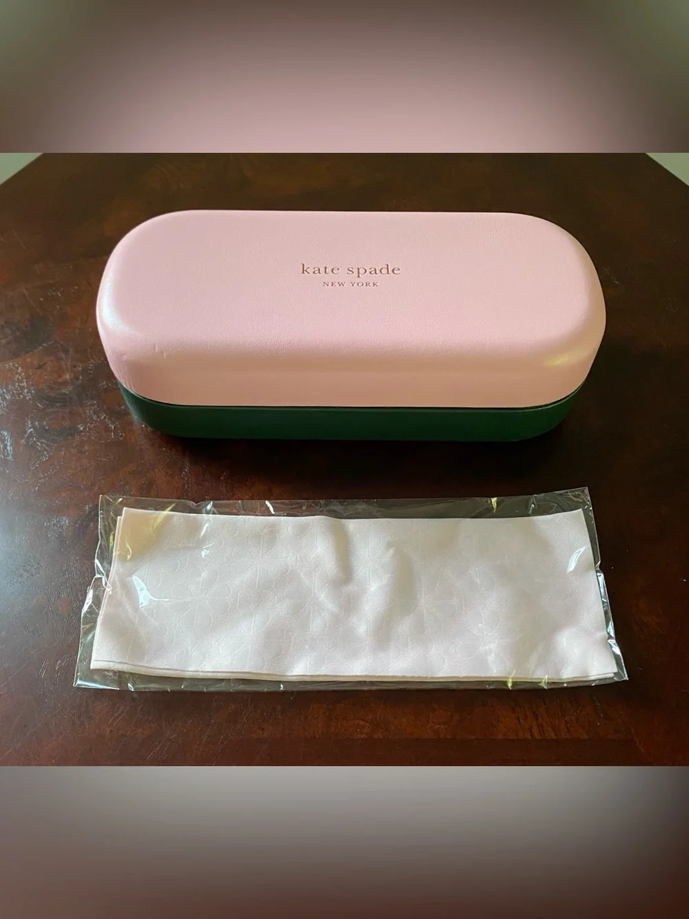 kate spade NY Glasses/Sunglasses Case,  Pink and Hunter Green
